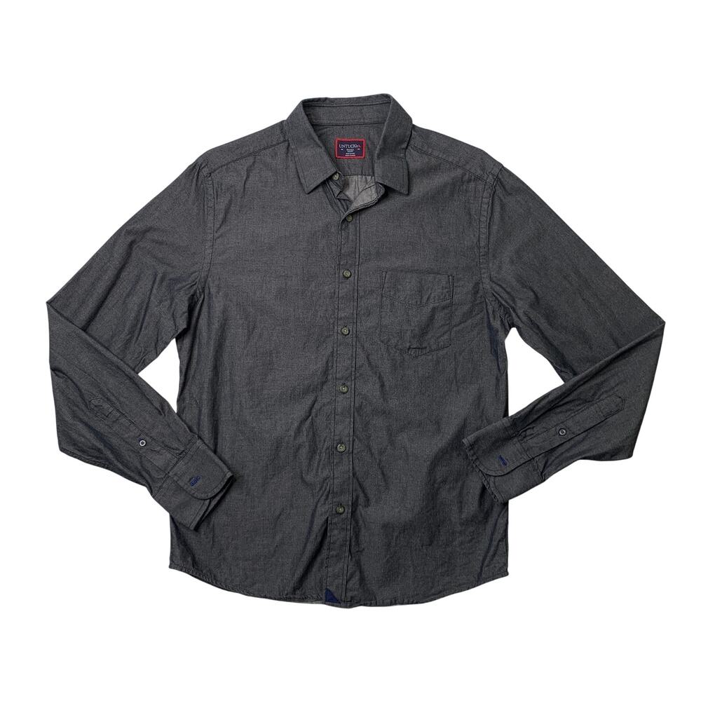 UNTUCKit Shirt Mens S Small Gotham Gray Casablanca Slim Fit Point Collar Pocket